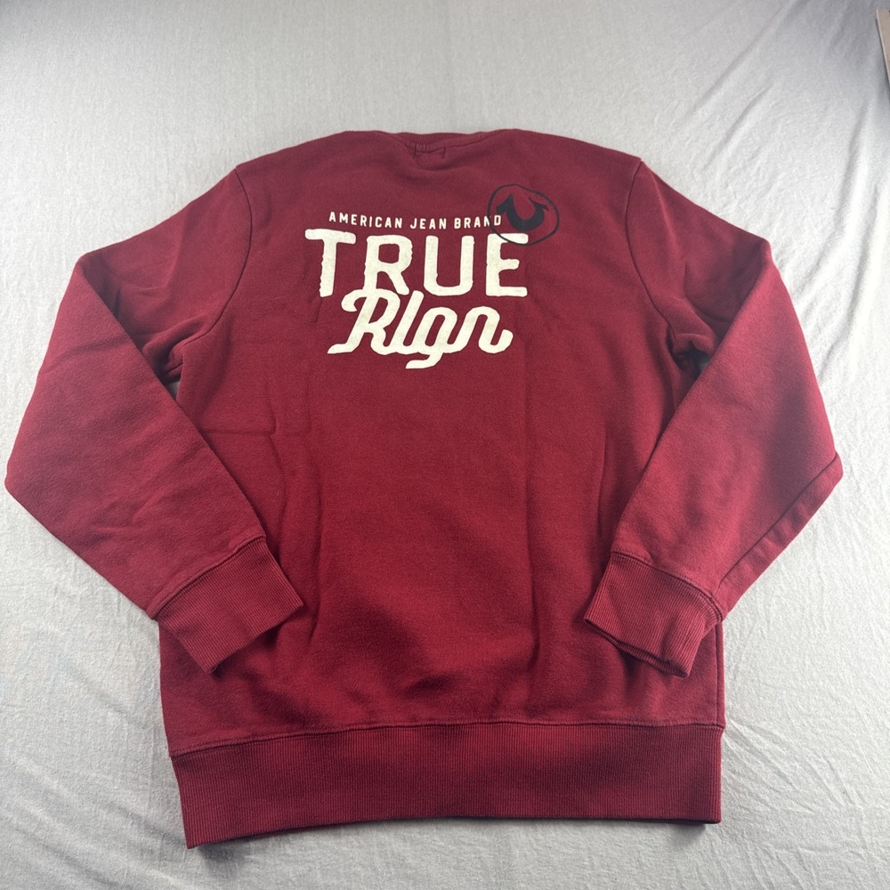 True Religion Flock Logo Sweater Mens S Red Long Sleeve Sweatshirt Y2K Preppy